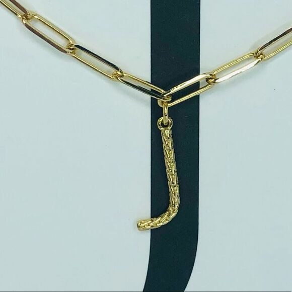 NEW Sterling Forever 14K Goldtone Braided J Initital Pendant Necklace - Picture 7 of 10